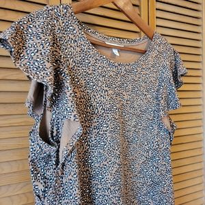 Goodthreads Leopard Print Dress with Ruffled Sleeves